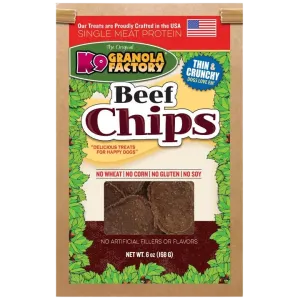 K9 Granola Factory Beef Chips 6oz Bag goat vitamins sheep health poultry medicine livestock supplement animal wellness