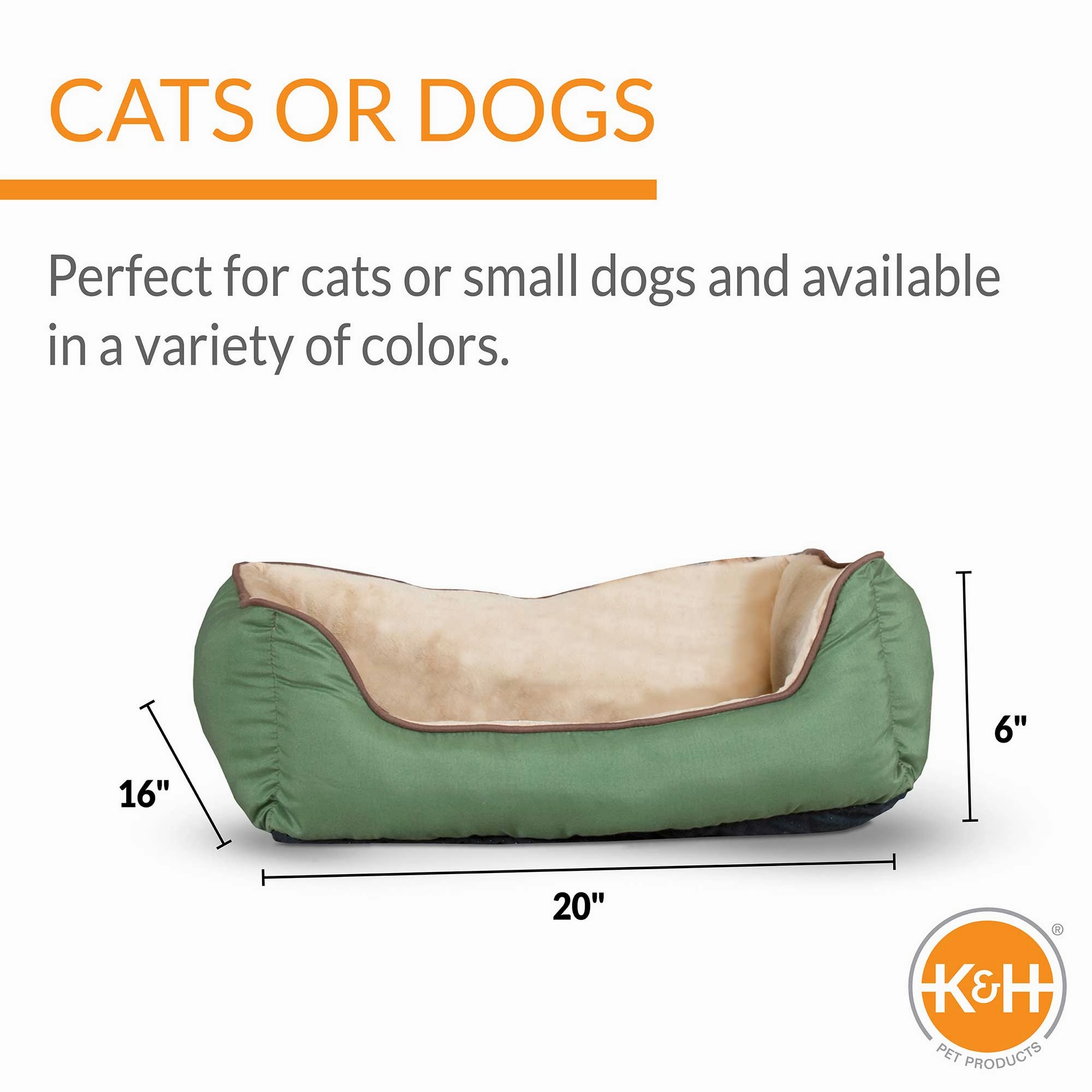 K&H Pet Products Self-Warming Lounge Sleeper Pet Bed, Sage/Tan, Small, 16" X 20"