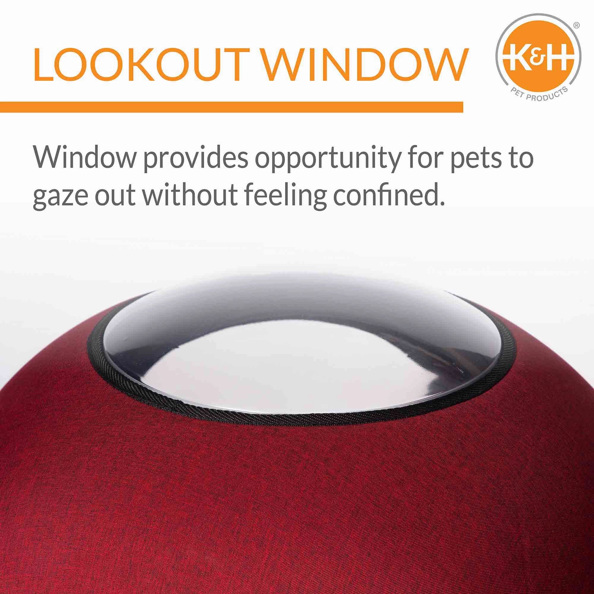 K&H Pet Products Thermo Lookout Pod Heated Cat Bed, Classy Red, 22"
