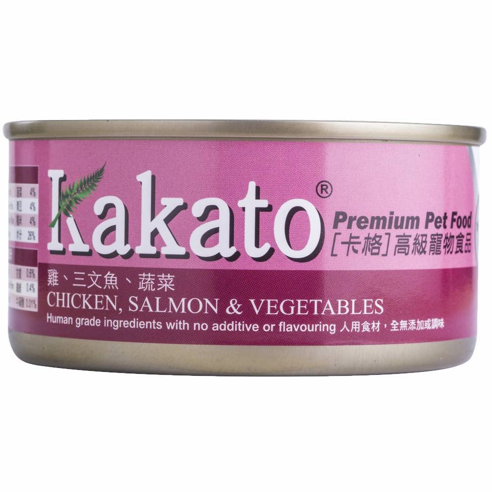 Kakato Chicken, Salmon & Vegetables Canned Pet Food 170g natural cat food soft cat treats freeze dried cat food organic cat treats indoor cat food