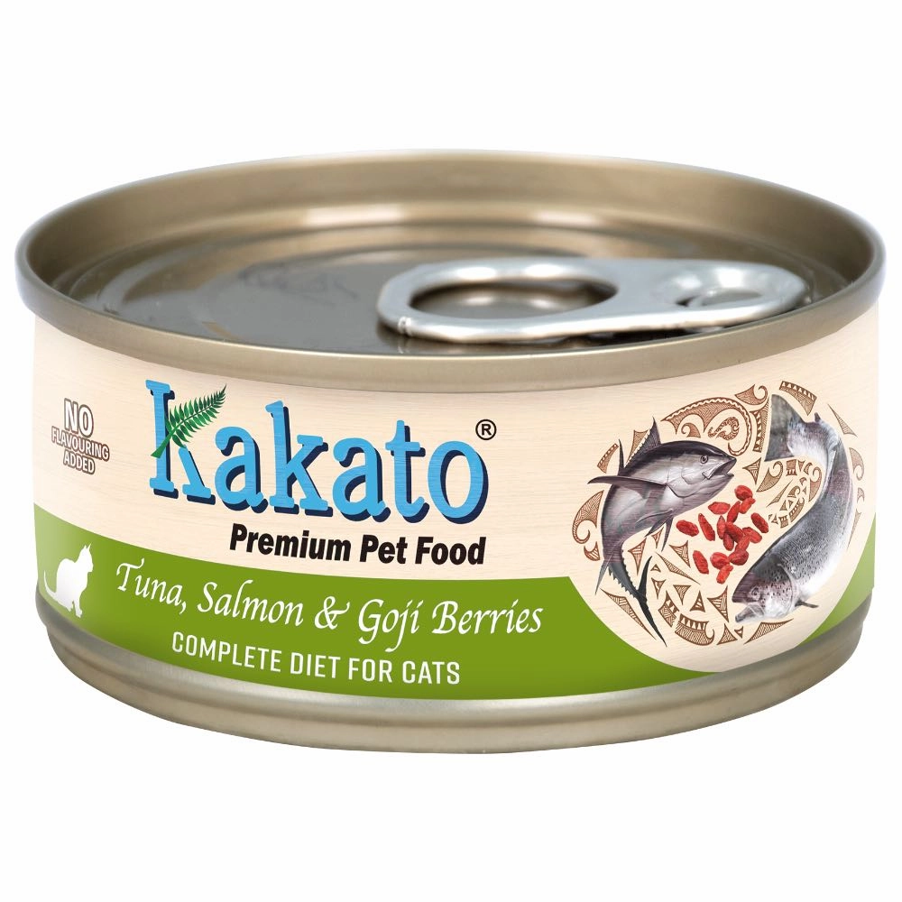 Kakato Complete Diet Tuna, Salmon & Goji Berries Canned Cat Food 70g natural cat food soft cat treats freeze dried cat food organic cat treats indoor cat food