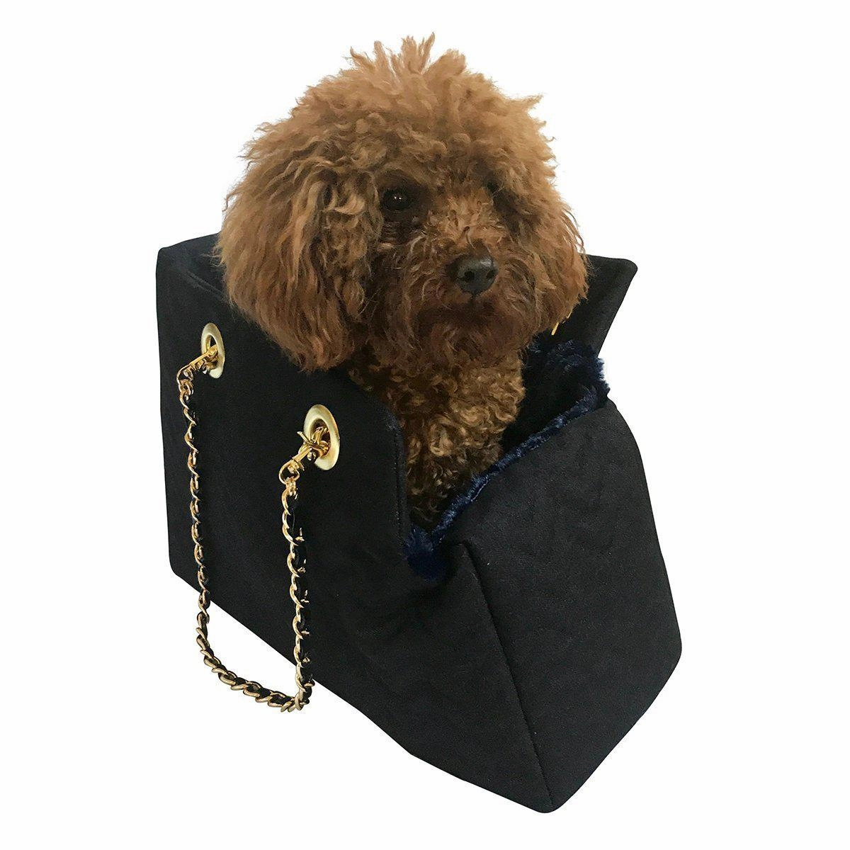 Kate Quilted Dog Carrier Black Patent