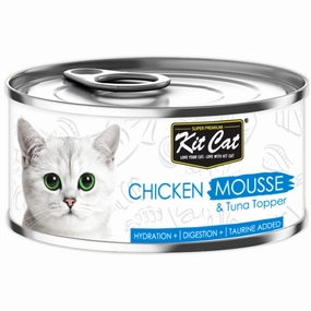 Kit Cat Chicken Mousse & Tuna Topper Grain-Free Canned Cat Food 80g cat food cans soft cat food high protein cat food natural cat food senior cat food