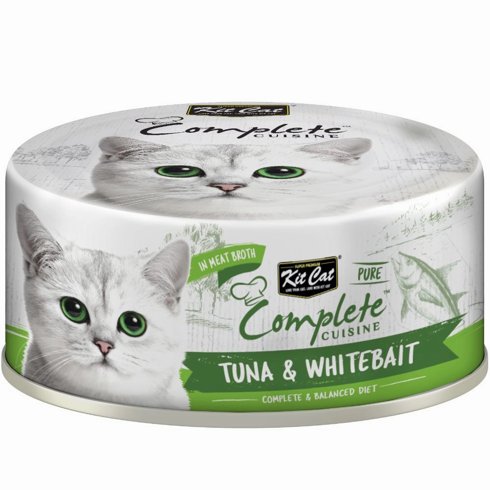 Kit Cat Complete Cuisine Pure Tuna & Whitebait Grain-Free Canned Cat Food 70g cat food cans soft cat food high protein cat food natural cat food senior cat food