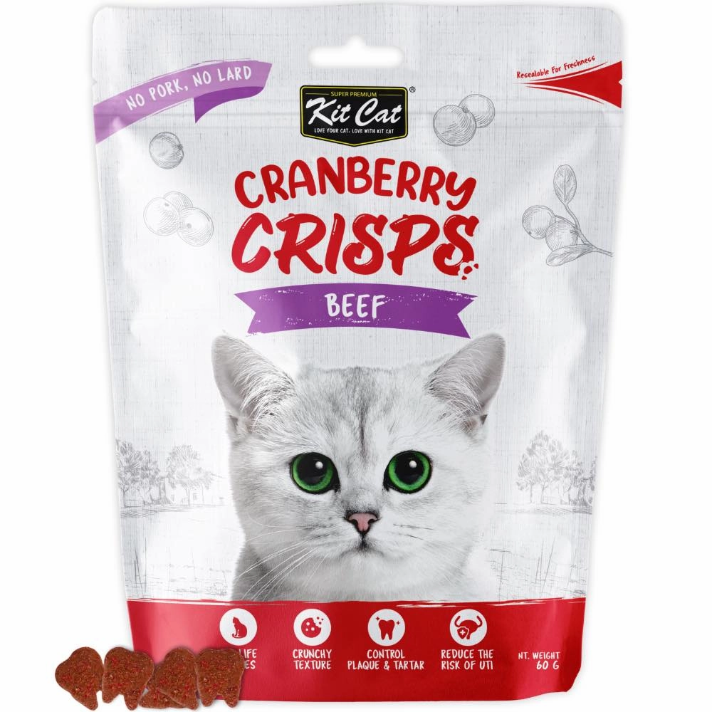 Kit Cat Cranberry Crisps Beef Cat Treats 60g pet health pet wellness pet pain relief pet probiotic pet calming