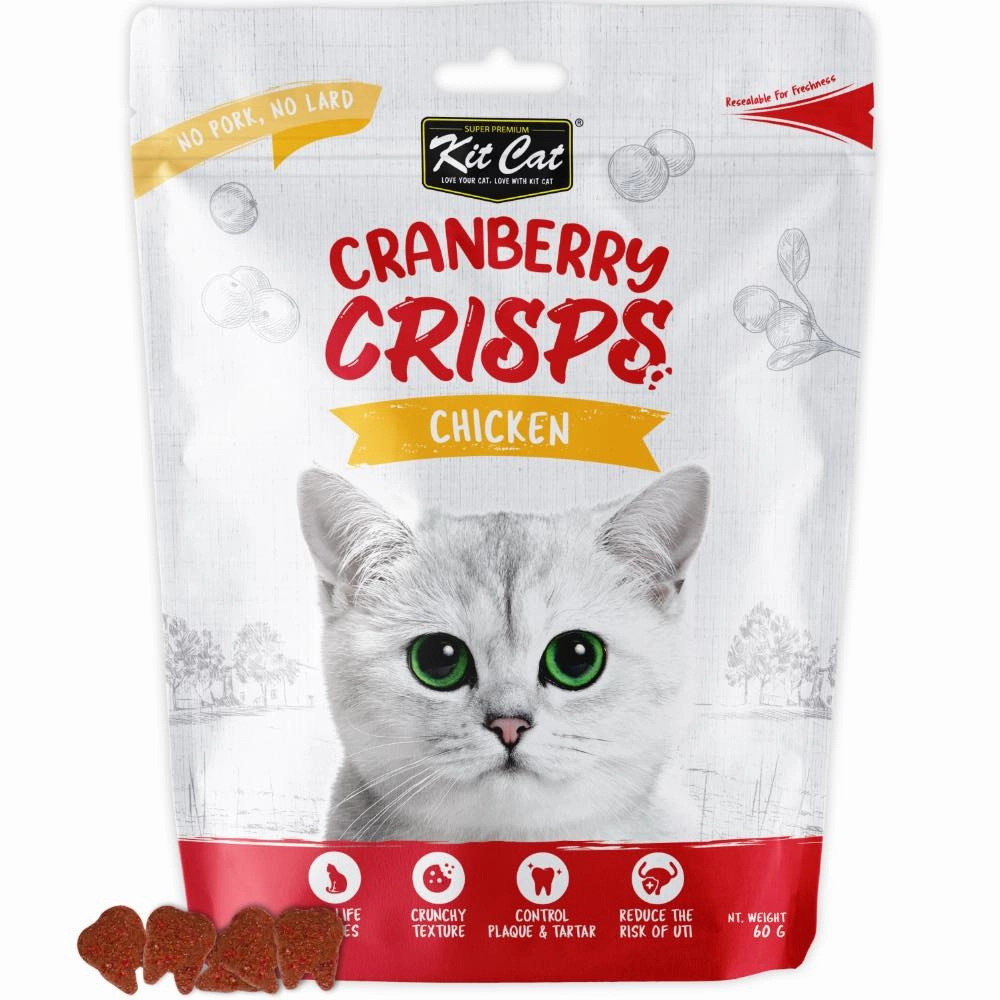Kit Cat Cranberry Crisps Chicken Cat Treats 60g pet health pet wellness pet pain relief pet probiotic pet calming