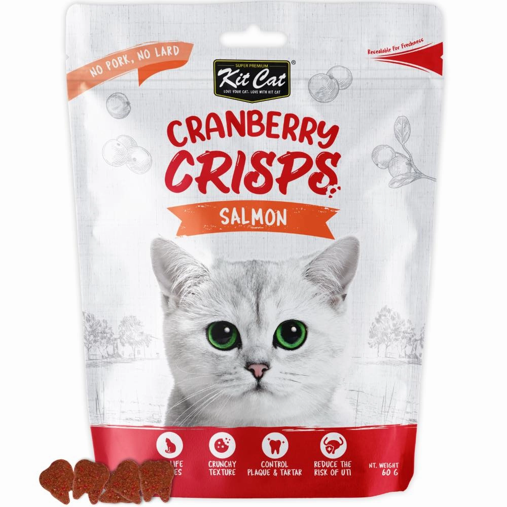 Kit Cat Cranberry Crisps Salmon Cat Treats 60g pet health pet wellness pet pain relief pet probiotic pet calming