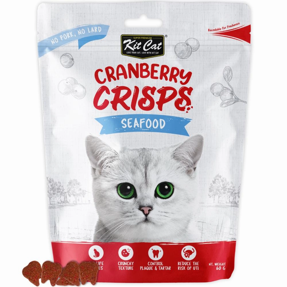 Kit Cat Cranberry Crisps Seafood Cat Treats 60g pet health pet wellness pet pain relief pet probiotic pet calming