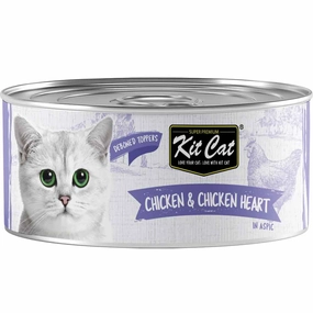Kit Cat Deboned Chicken & Chicken Heart Toppers Grain-Free Canned Cat Food 80g cat food cans soft cat food high protein cat food natural cat food senior cat food