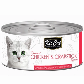 Kit Cat Deboned Chicken & Crabstick Toppers Grain-Free Canned Cat Food 80g cat food cans soft cat food high protein cat food natural cat food senior cat food