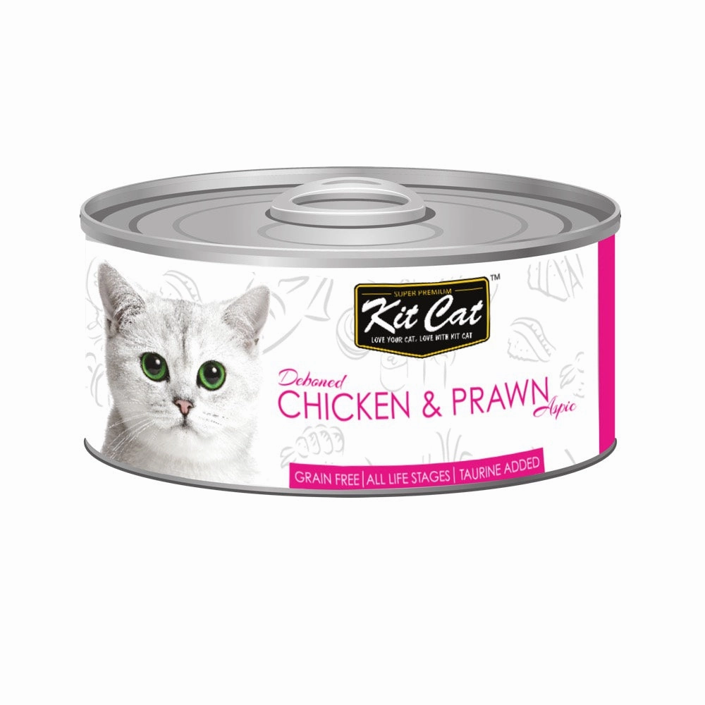 Kit Cat Deboned Chicken & Prawn Aspic Grain-Free Canned Cat Food 80g natural cat food soft cat treats freeze dried cat food organic cat treats indoor cat food