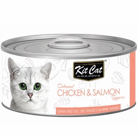 Kit Cat Deboned Chicken & Salmon Toppers Grain-Free Canned Cat Food 80g natural cat food soft cat treats freeze dried cat food organic cat treats indoor cat food