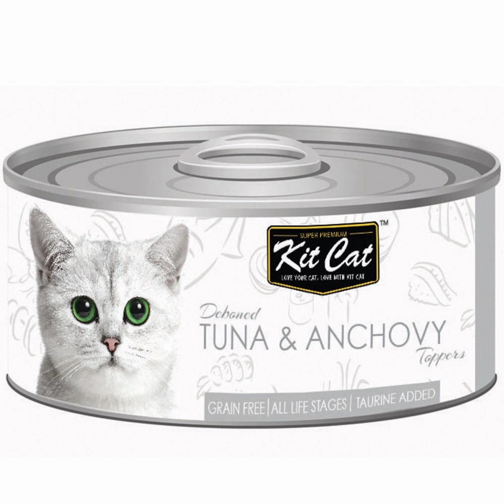 Kit Cat Deboned Tuna & Anchovy Toppers Grain-Free Canned Cat Food 80g natural cat food soft cat treats freeze dried cat food organic cat treats indoor cat food
