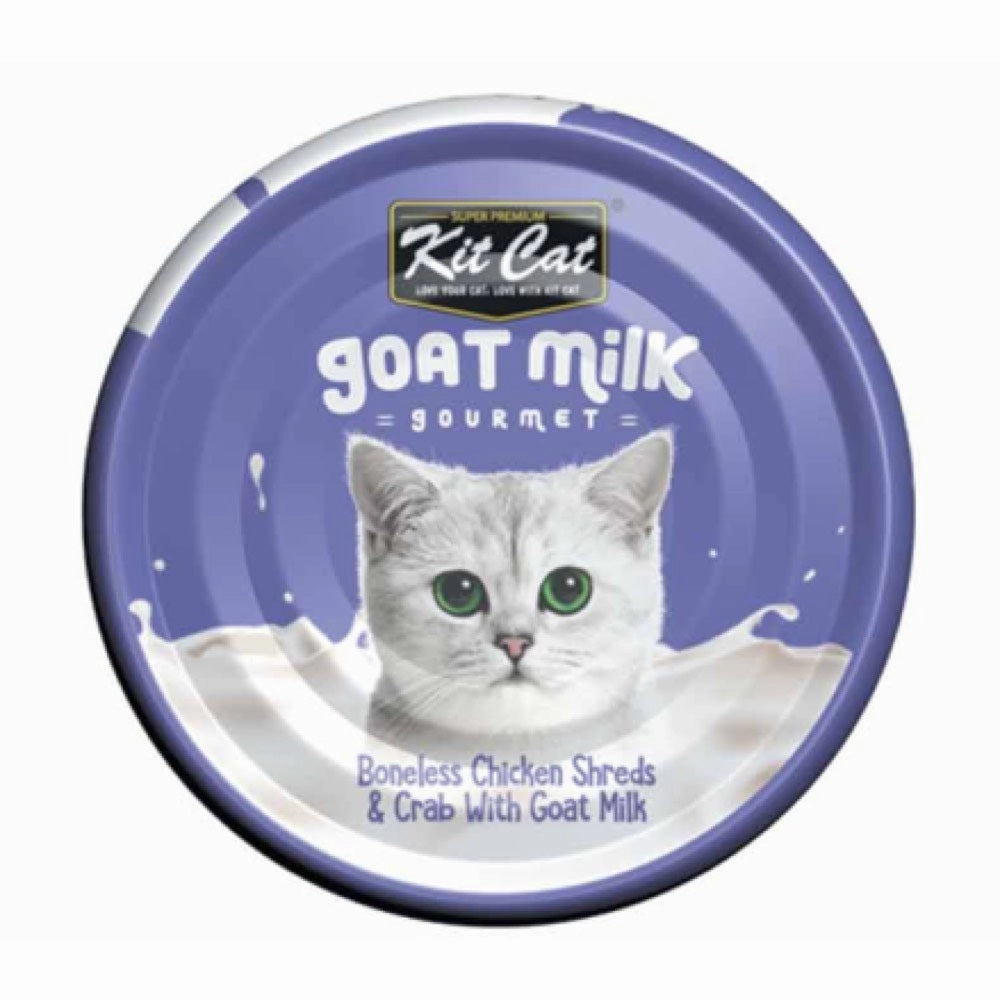 Kit Cat Goat Milk Gourmet Boneless Chicken Shreds & Crab Grain-Free Canned Cat Food 70g cat food cans soft cat food high protein cat food natural cat food senior cat food