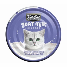 Kit Cat Goat Milk Gourmet Boneless Chicken Shreds & Crab Grain-Free Canned Cat Food 70g cat food cans soft cat food high protein cat food natural cat food senior cat food