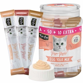 Kit Cat Purr Puree Egg Yolk Mix Assorted Grain-Free Liquid Cat Treats 60 Sticks dog chew toys dog dental chews durable chew toys puppy chew toy bone chew