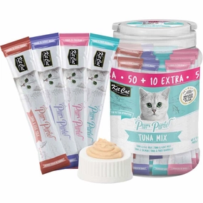 Kit Cat Purr Puree Tuna Mix Assorted Grain-Free Liquid Cat Treats 60 Sticks cat snacks catnip treats healthy cat food cat reward treats low calorie cat food