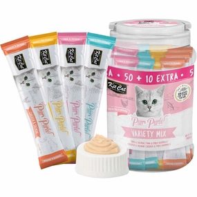 Kit Cat Purr Puree Variety Mix Assorted Grain-Free Liquid Cat Treats 60 Sticks cat snacks catnip treats healthy cat food cat reward treats low calorie cat food