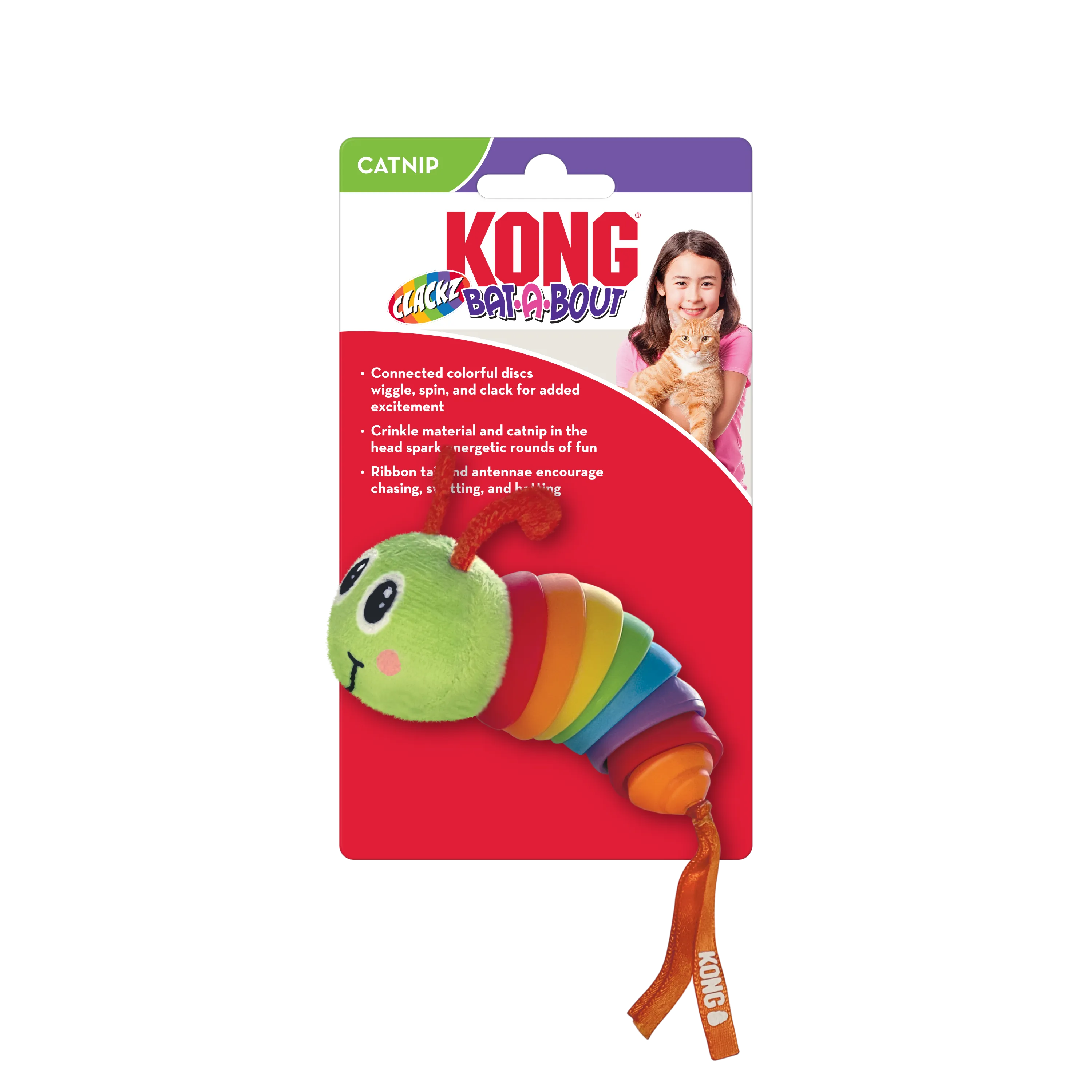 Kong Bat-A-Bout Clackz Caterpillar Cat Toy cat toys interactive cat toys cat teaser wand cat balls cat laser pointer