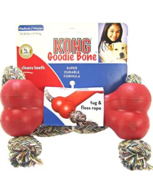 Kong Goodie Bone With Rope Dog Toy Medium dog harness dog training collar dog safety vest dog seatbelt dog ID tag