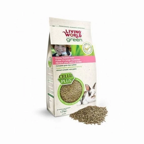Living World Green CelluPlus Grain Free Food For Young Rabbit 1.4kg - 65201 hamster food guinea pig food rabbit hay rodent treats mouse food
