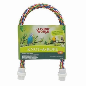 Living World Knot-A-Rope Multi-Coloured Cotton Perch 16mm x 53cm L - 81362 bird cage parrot food bird toys bird perch bird treats
