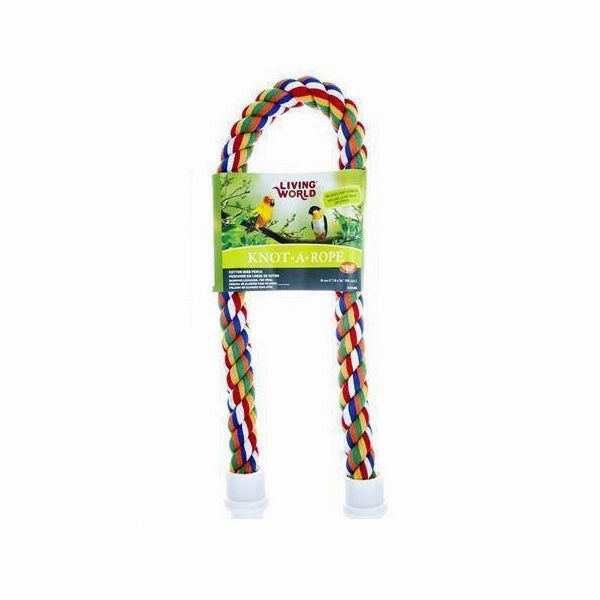 Living World Knot-A-Rope Multi-Coloured Cotton Perch 30mm x 36cm L - 81382 bird cage parrot food bird toys bird perch bird treats