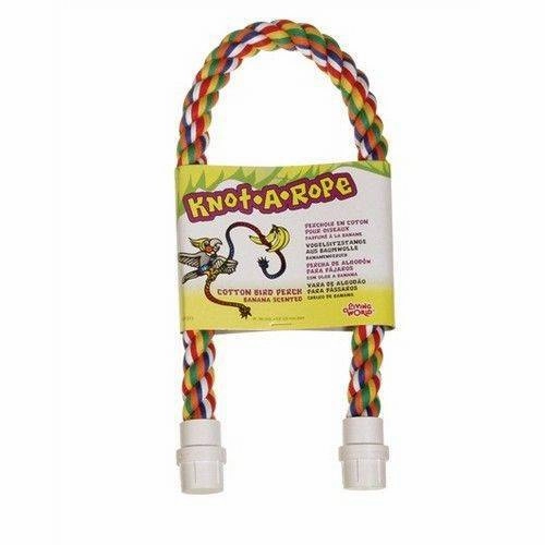 Living World Knot-A-Rope Multi-Coloured Cotton Perch 30mm x 53cm L - 81380 bird cage parrot food bird toys bird perch bird treats