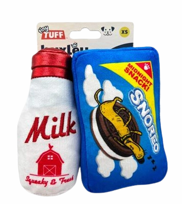 Lulubelles Tiny Tuffs 2pk Dog Toy - Milk & Cookies