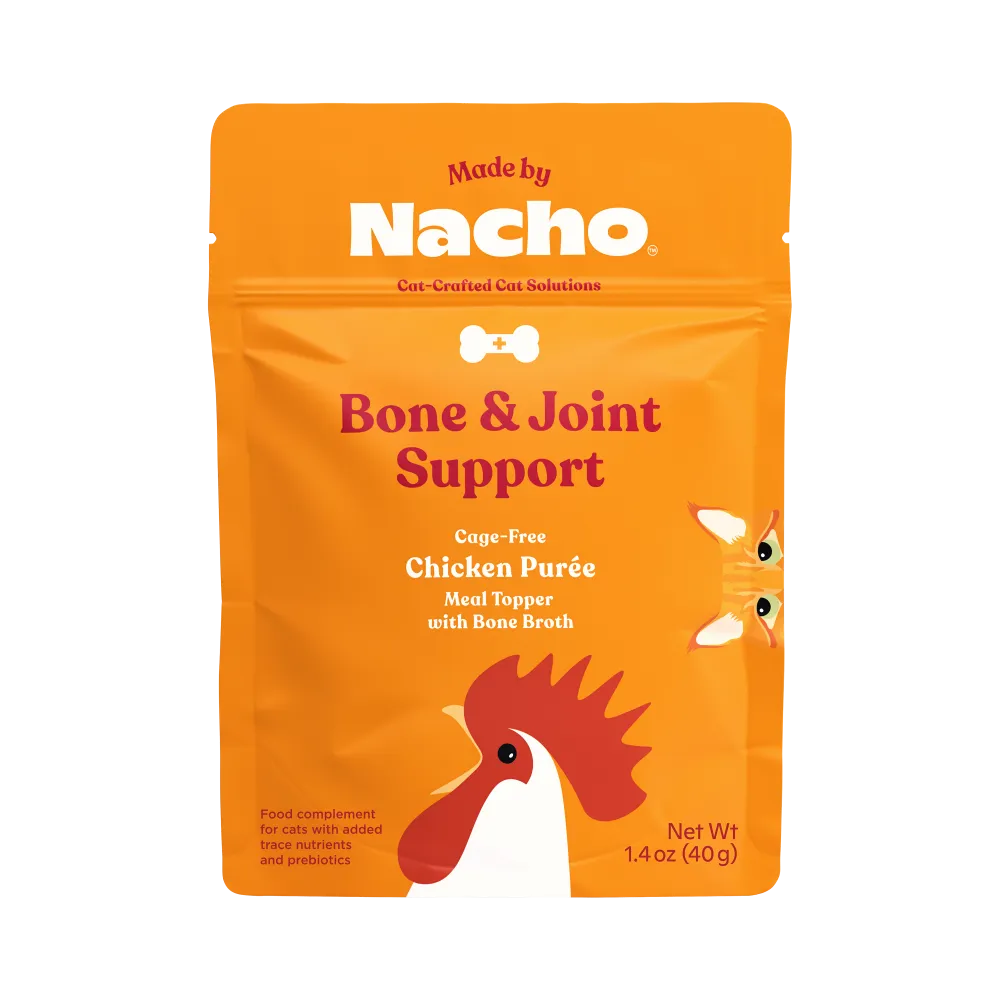 Made By Nacho Bone & Joint Support Cage-Free Chicken Puree Meal Topper With Bone Broth cat calming diffuser cat stress relief anxiety cat treats cat relaxing spray pet mood aid