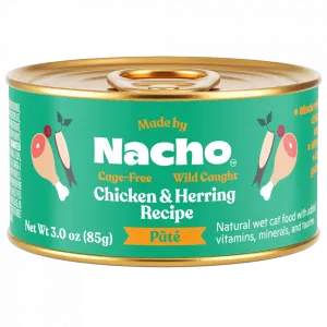Made By Nacho Cage-Free Chicken & Wild Caught Herring Recipe Pate cat calming diffuser cat stress relief anxiety cat treats cat relaxing spray pet mood aid