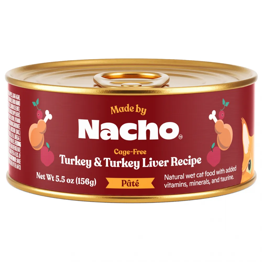 Made By Nacho Cage-Free Turkey & Turkey Liver Recipe Pate cat calming diffuser cat stress relief anxiety cat treats cat relaxing spray pet mood aid