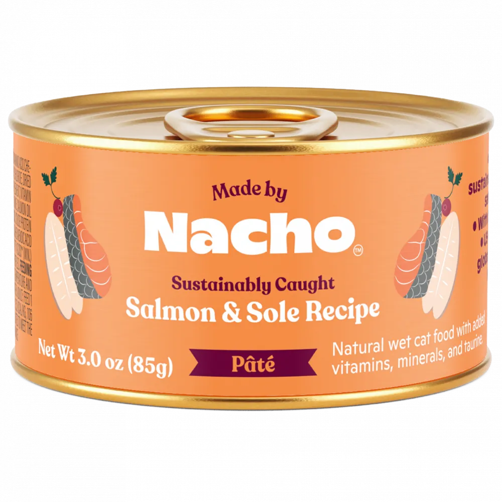 Made By Nacho Sustainably Caught Salmon & Sole Recipe Pate cat calming diffuser cat stress relief anxiety cat treats cat relaxing spray pet mood aid