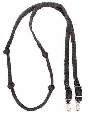 Martin Saddlery Braided Nylon Barrel Rein with Knots 1-inch Thick Buckle Snap Ends, Black cat fur care cat grooming tools cat deshedding brush cat bath kit cat nail trimmer
