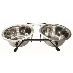 Marukan Stainless Steel Double Feeder For Dogs & Cats 246g dog bones rawhide chew sticks dog jerky bacon bone