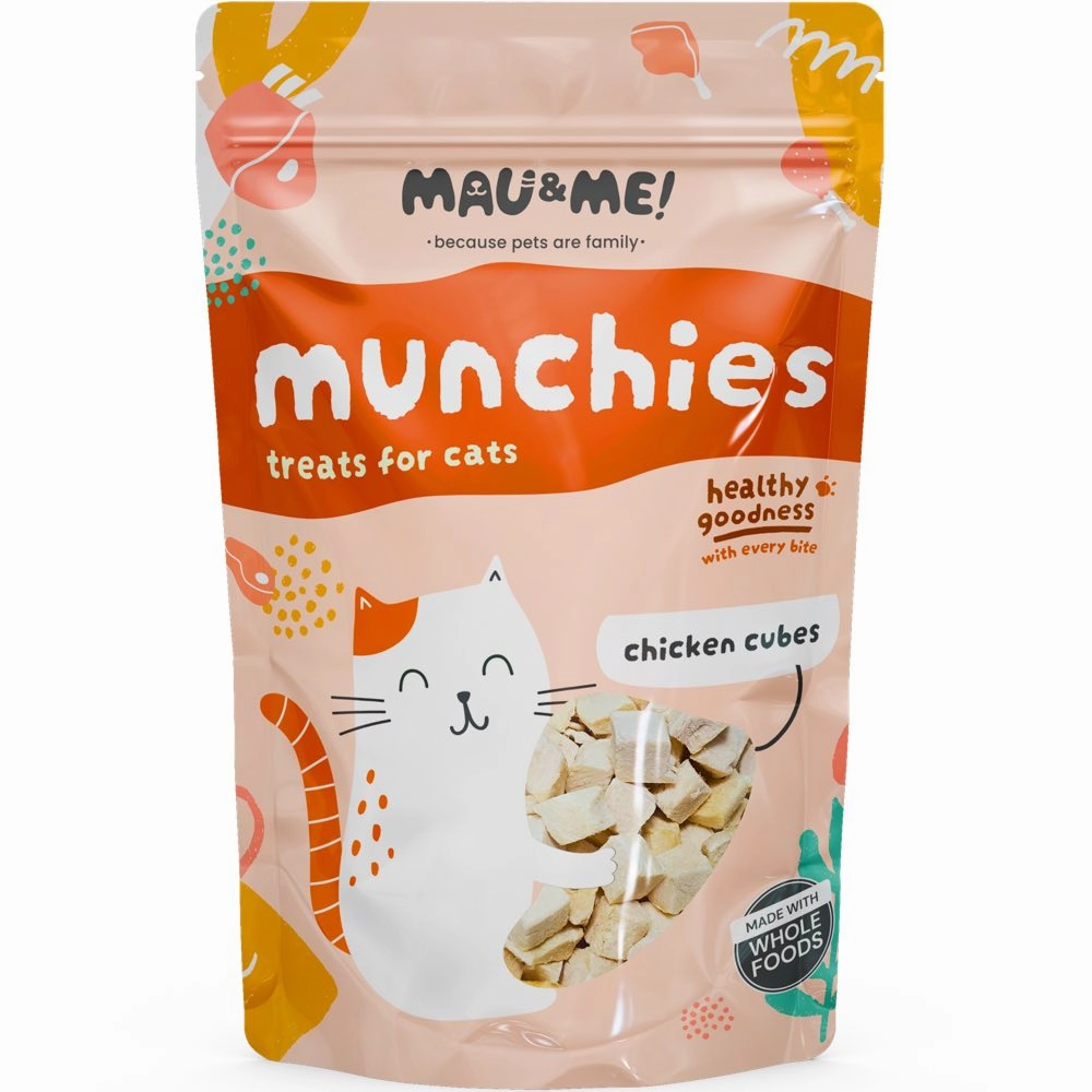 Mau&Me Munchies Chicken Cubes Freeze-Dried Grain-Free Cat Treats 40g natural cat food soft cat treats freeze dried cat food organic cat treats indoor cat food
