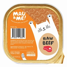 Mau&Me Raw Beef Frozen Cat Food natural cat food soft cat treats freeze dried cat food organic cat treats indoor cat food