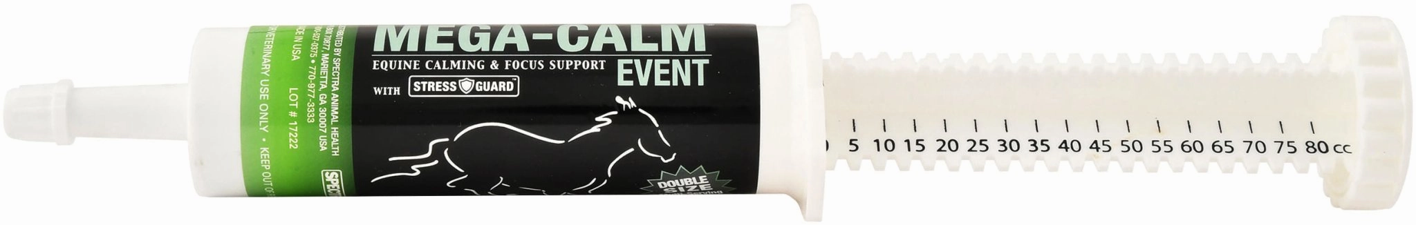 Mega-Calm Event 2-Dose Equine Calming & Focus Support Syringe, 80 cc
