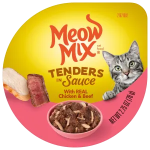 Meow Mix Tender Favorites Real Chicken and Beef in Gravy Cat Food Cups cat calming diffuser cat stress relief anxiety cat treats cat relaxing spray pet mood aid