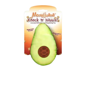 Meowijuana Avocado Knock 'n' Nibble Refillable Treat Dispenser Cat Toy cat toys interactive cat toys cat teaser wand cat balls cat laser pointer