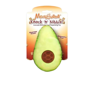 Meowijuana Avocado Knock 'n' Nibble Refillable Treat Dispenser Cat Toy cat toys interactive cat toys cat teaser wand cat balls cat laser pointer