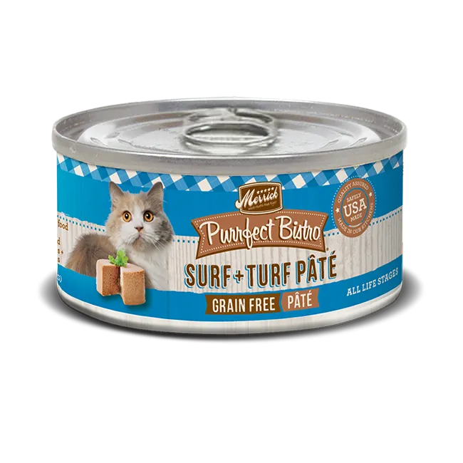 Merrick Purrfect Bistro Surf & Turf Wet Cat Food cat treats toys for cats cat hair remover cat cleaning supplies cat food bowl