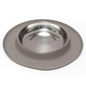 Messy Cats Single Silicone Feeder with Stainless Bowl - Medium 1.75 Cup Bowl - Grey cat toys interactive cat toys cat teaser wand cat balls cat laser pointer