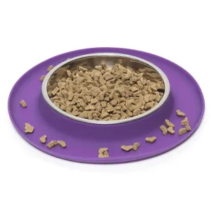 Messy Cats Single Silicone Feeder with Stainless Bowl - Medium 1.75 Cup Bowl - Purple cat toys interactive cat toys cat teaser wand cat balls cat laser pointer