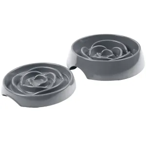 Messy Mutts & Cats Interactive Slow Feeder Bowl For Cats & Dogs (Cool Grey) dog bones rawhide chew sticks dog jerky bacon bone