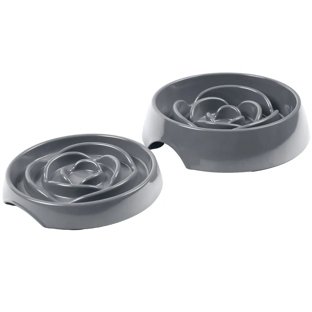 Messy Mutts & Cats Interactive Slow Feeder Bowl For Cats & Dogs (Cool Grey) dog bones rawhide chew sticks dog jerky bacon bone