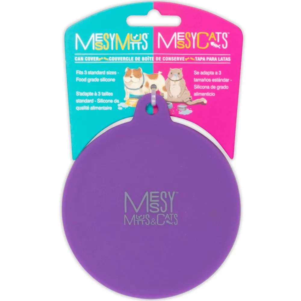 Messy Mutts & Cats Silicone Universal Cat & Dog Food Can Cover (Purple) dog bones rawhide chew sticks dog jerky bacon bone