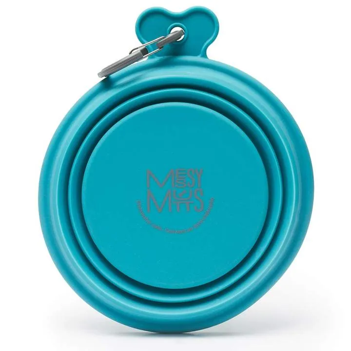 Messy Mutts Collapsible Silicone Bowl Blue - Large dog pain relief hip joint supplement senior dog care pet arthritis aid dog skin supplement