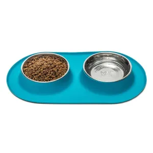 Messy Mutts Double Silicone Feeder with Stainless Bowl - Large 3 Cup Bowl - Blue dog pain relief hip joint supplement senior dog care pet arthritis aid dog skin supplement