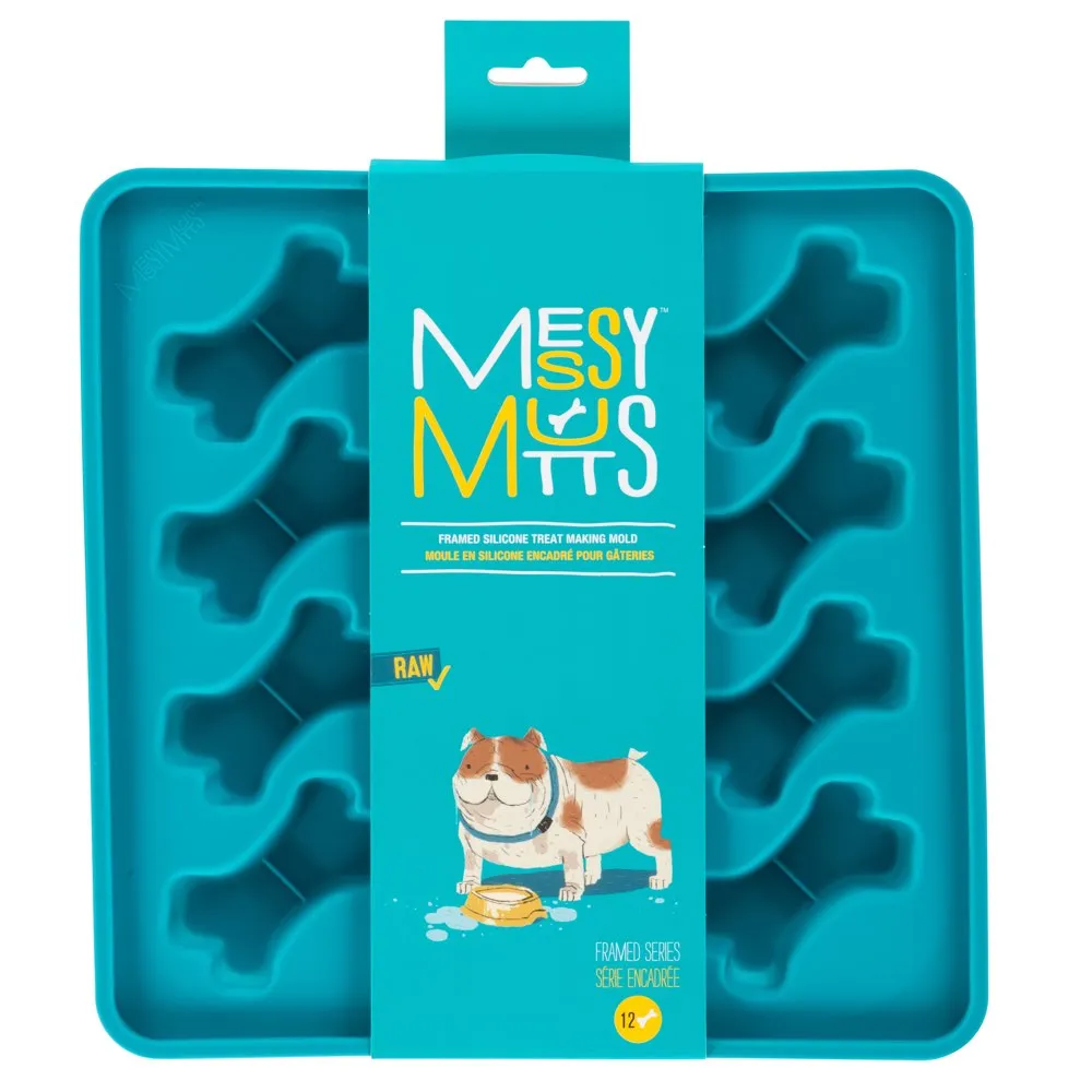 Messy Mutts Framed Silicone Dog Treat Making Mold (12 Bones, Blue) dog bones rawhide chew sticks dog jerky bacon bone